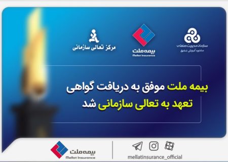 بیمه ملت موفق به دریافت «گواهی تعهد به تعالی سازمانی» شد / فرهادی پور: کسب این موفقیت زمینه ساز دستیابی به سطوح بالاتر تعالی در بیمه ملت است